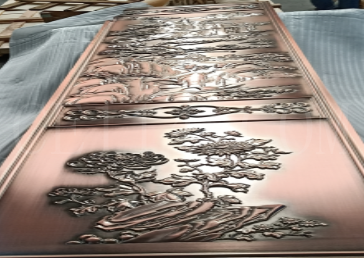 红古铜拉丝浮雕铝板